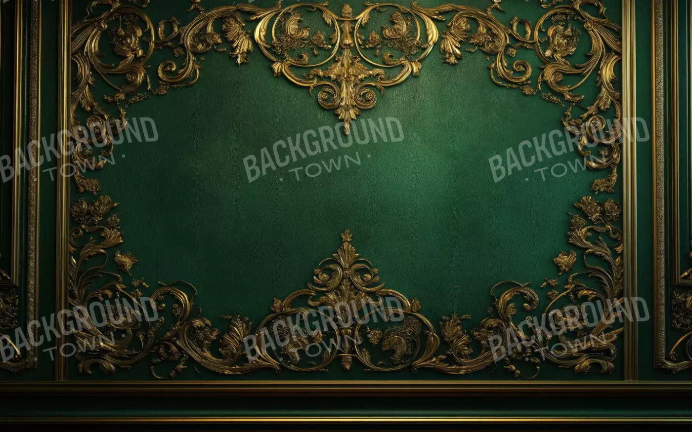 Emerald Green Wall With Gold Accents 16’X10’ Ultracloth (192 X 120 Inch) Backdrop