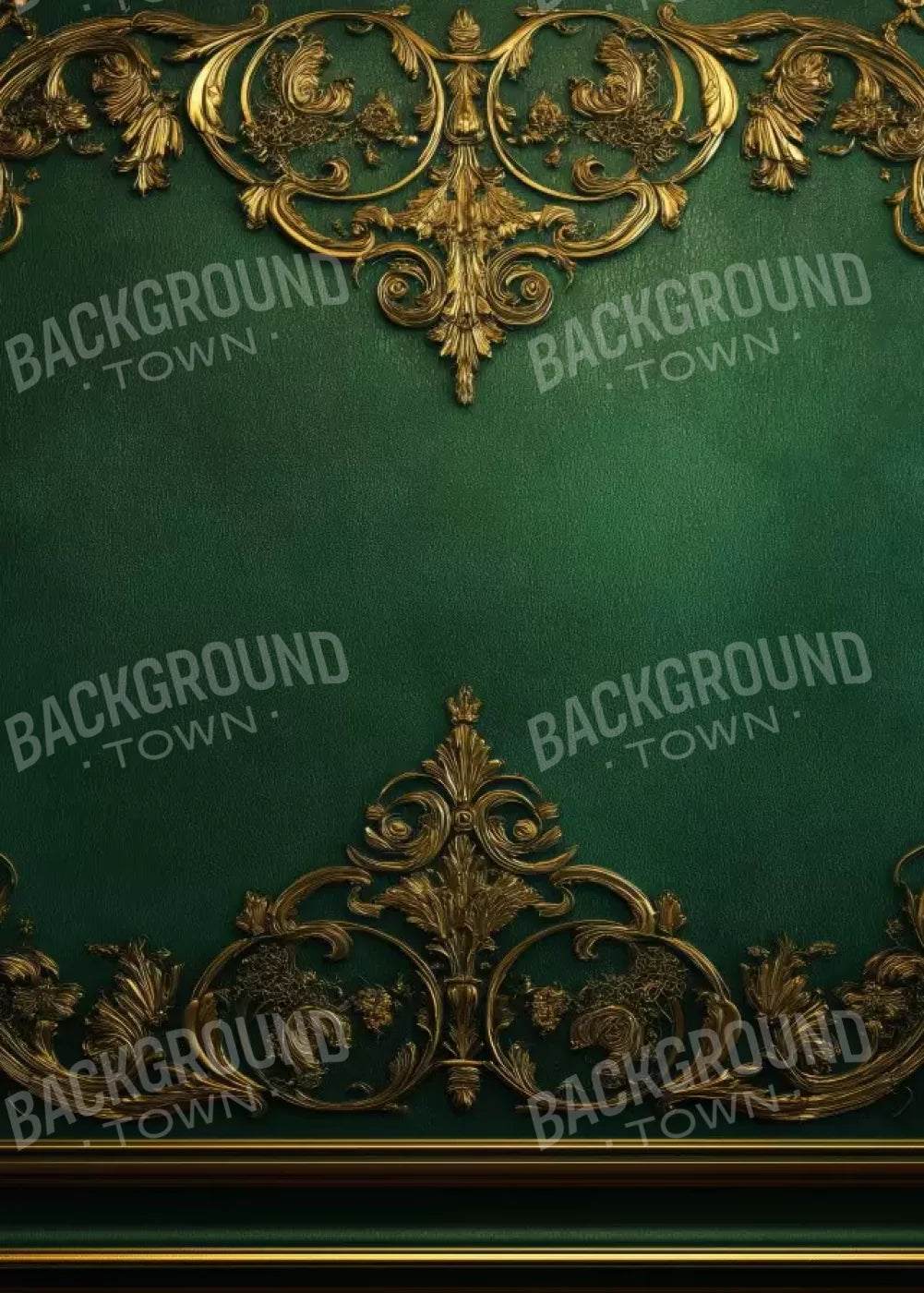 Emerald Green Wall With Gold Accents 5’X7’ Ultracloth (60 X 84 Inch) Backdrop