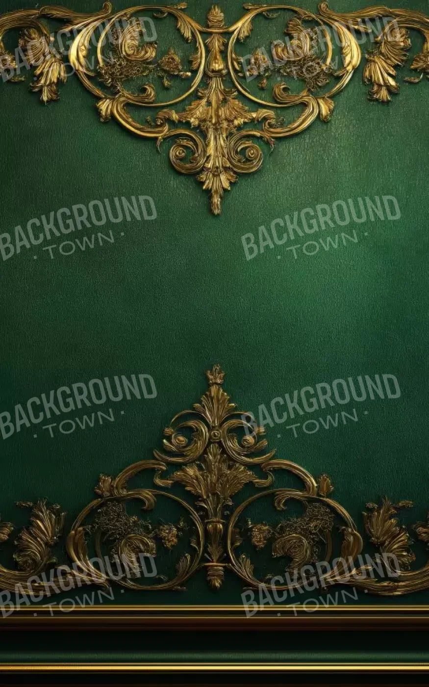 Emerald Green Wall With Gold Accents 5’X8’ Ultracloth (60 X 96 Inch) Backdrop