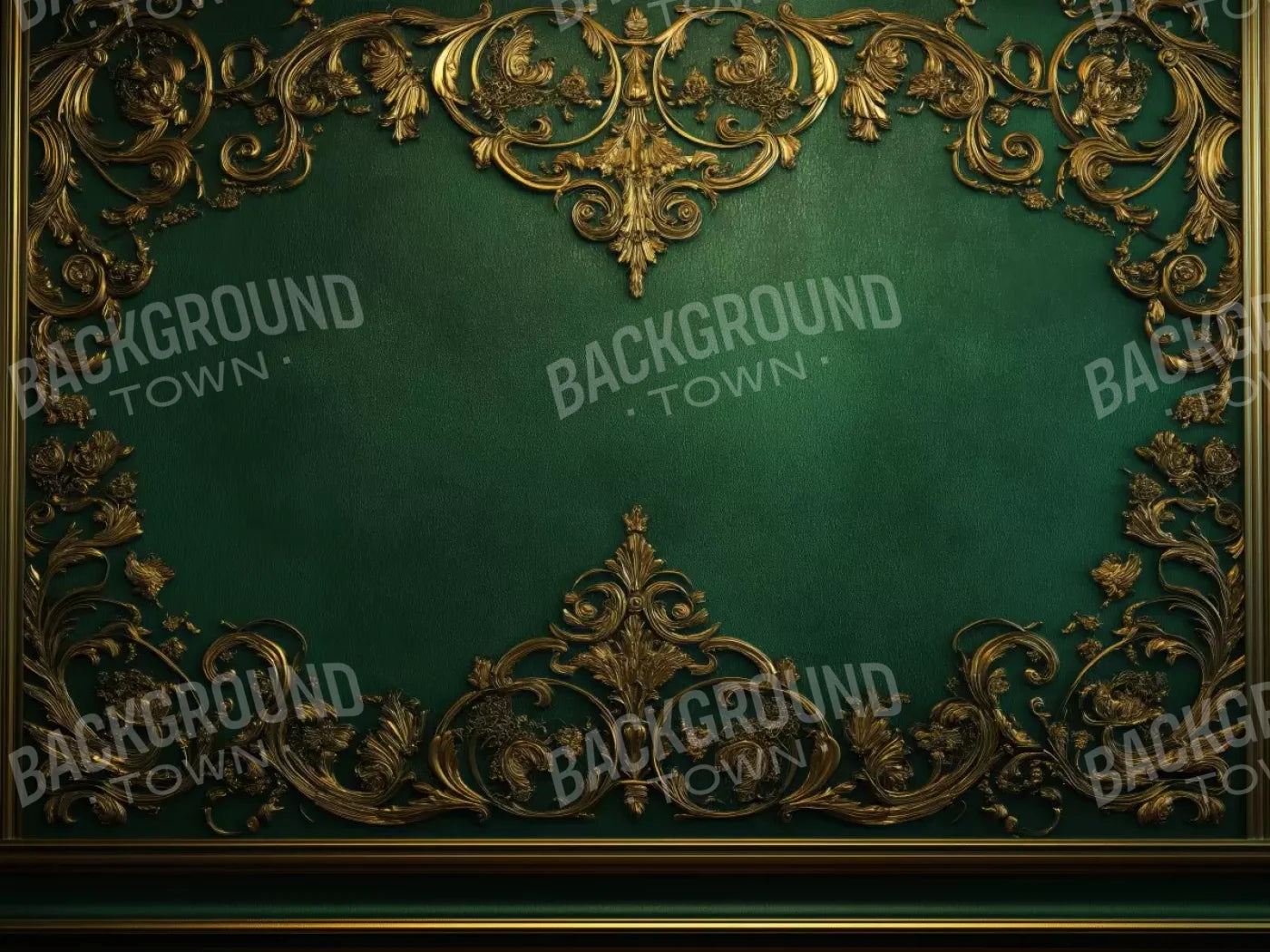 Emerald Green Wall With Gold Accents 6’8X5’ Fleece (80 X 60 Inch) Backdrop