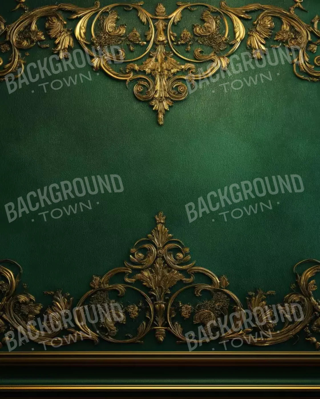 Emerald Green Wall With Gold Accents 8’X10’ Fleece (96 X 120 Inch) Backdrop