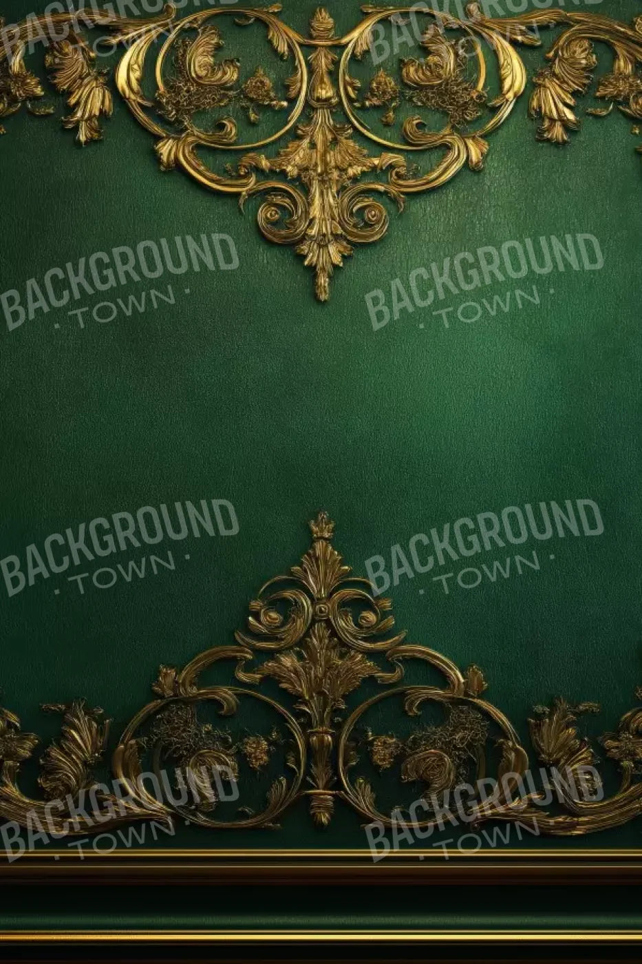 Emerald Green Wall With Gold Accents 8’X12’ Ultracloth (96 X 144 Inch) Backdrop