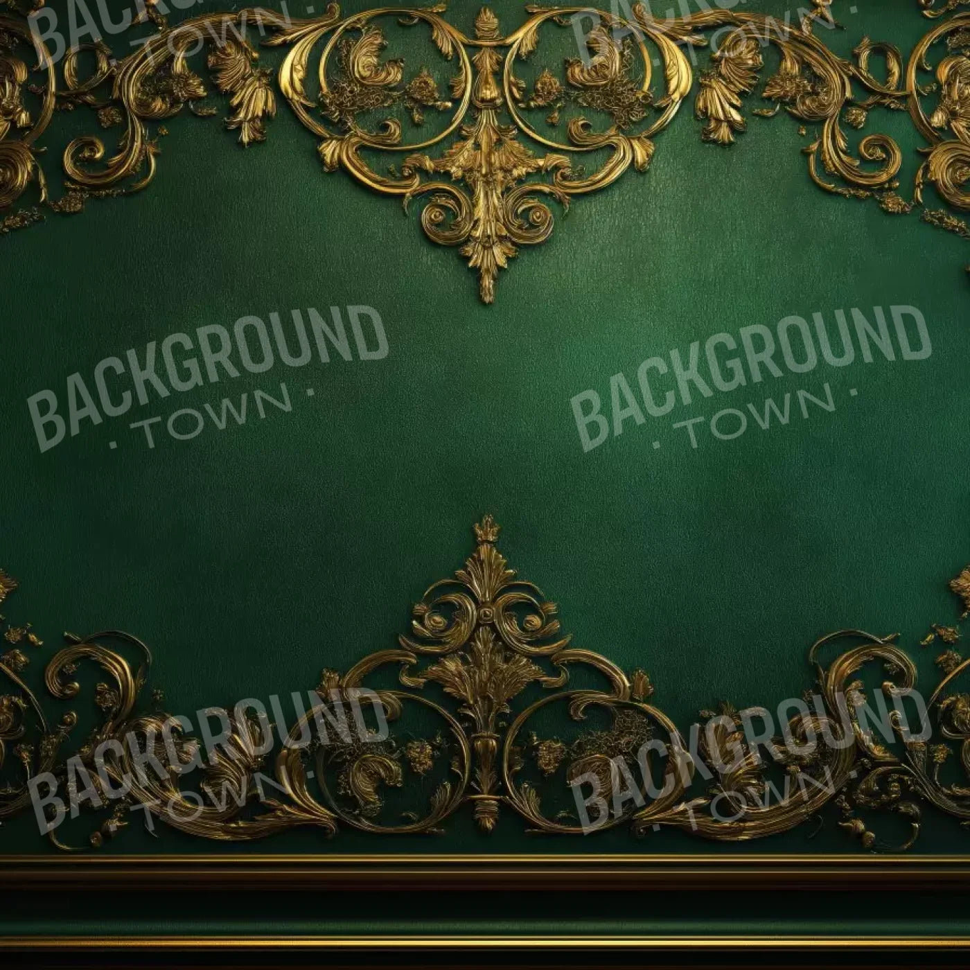 Emerald Green Wall With Gold Accents 8’X8’ Fleece (96 X Inch) Backdrop