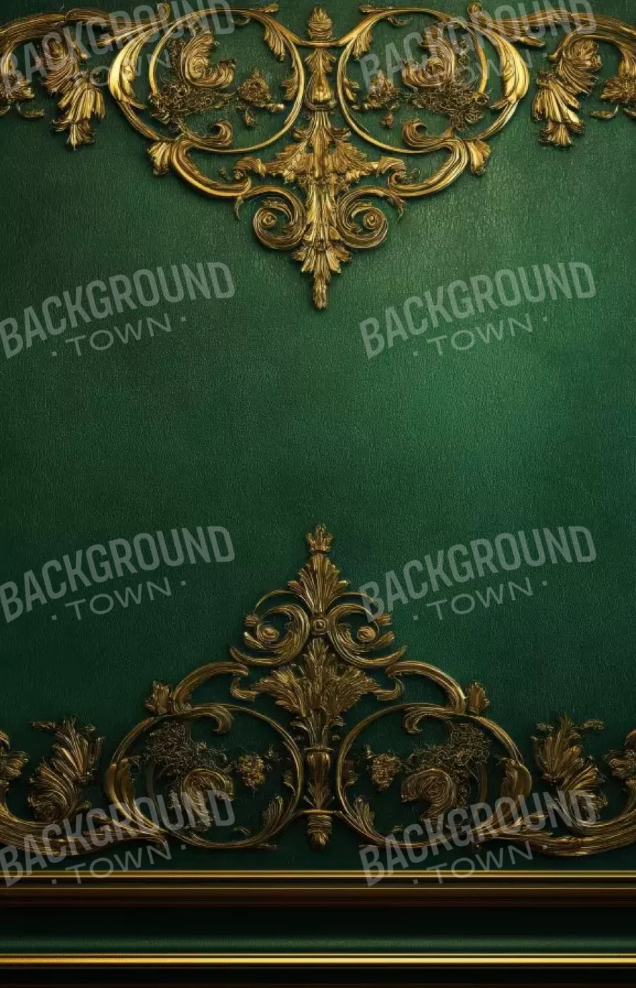 Emerald Green Wall With Gold Accents 9’X14’ Ultracloth (108 X 168 Inch) Backdrop