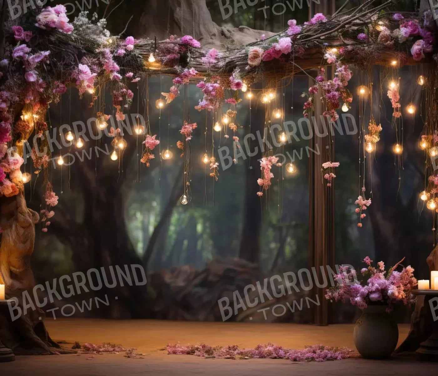 Enchanted Floral Forest 12X10 Ultracloth ( 144 X 120 Inch ) Backdrop