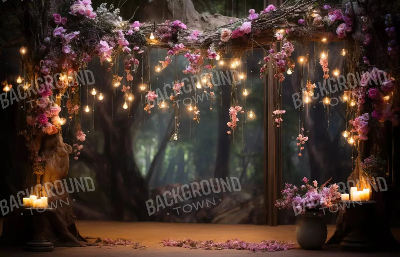 Enchanted Floral Forest 12X8 Ultracloth ( 144 X 96 Inch ) Backdrop