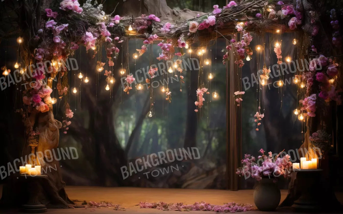 Enchanted Floral Forest 14X9 Ultracloth ( 168 X 108 Inch ) Backdrop