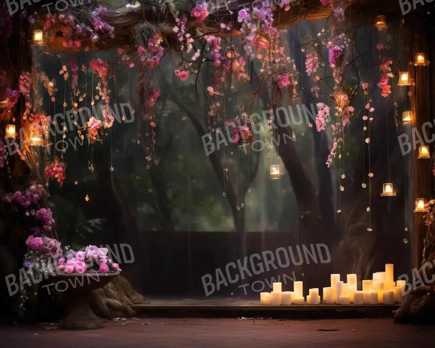 Enchanted Floral Forest 2 10X8 Fleece ( 120 X 96 Inch ) Backdrop