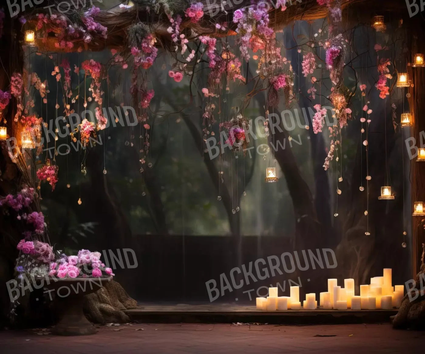 Enchanted Floral Forest 2 12X10 Ultracloth ( 144 X 120 Inch ) Backdrop