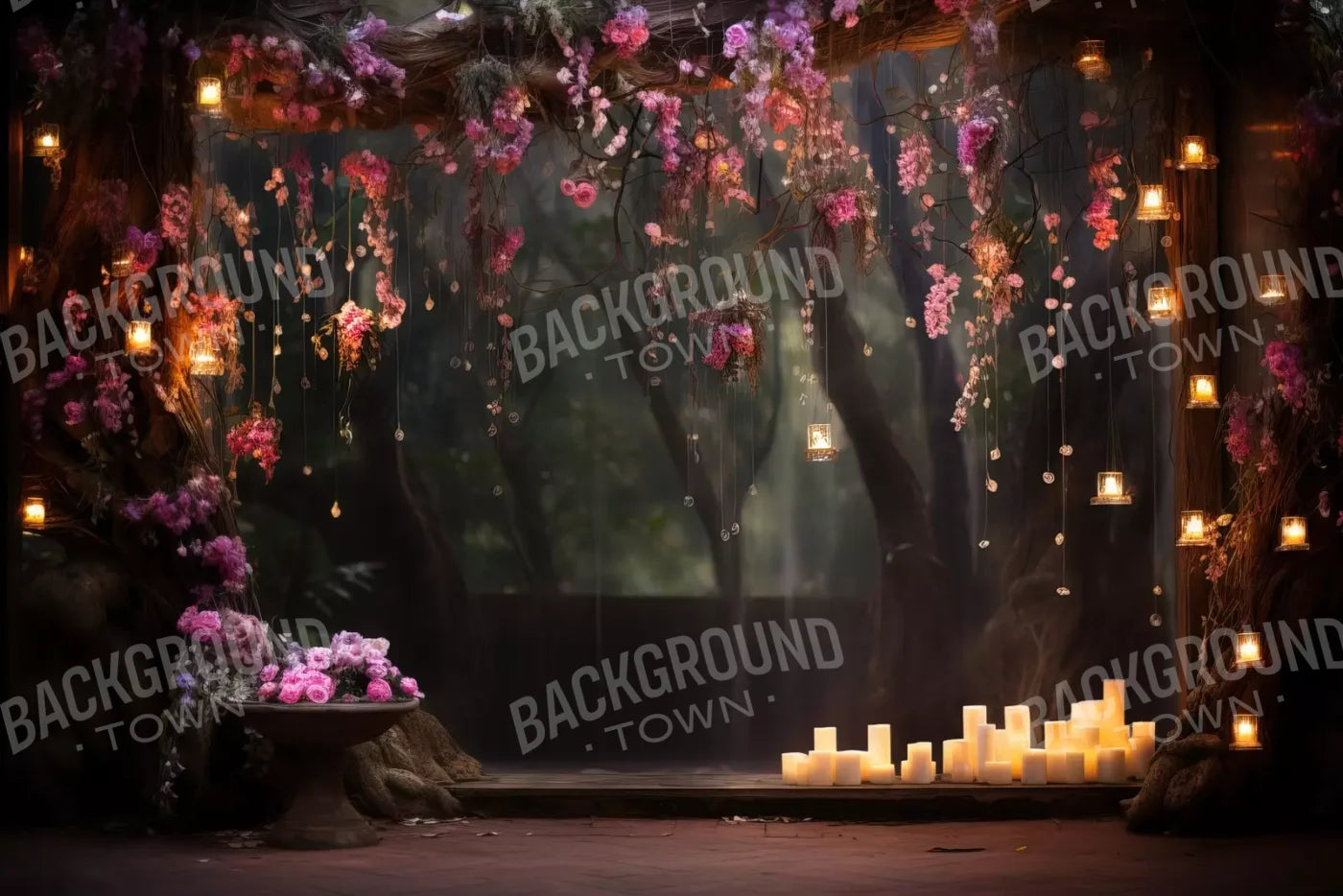 Enchanted Floral Forest 2 12X8 Ultracloth ( 144 X 96 Inch ) Backdrop