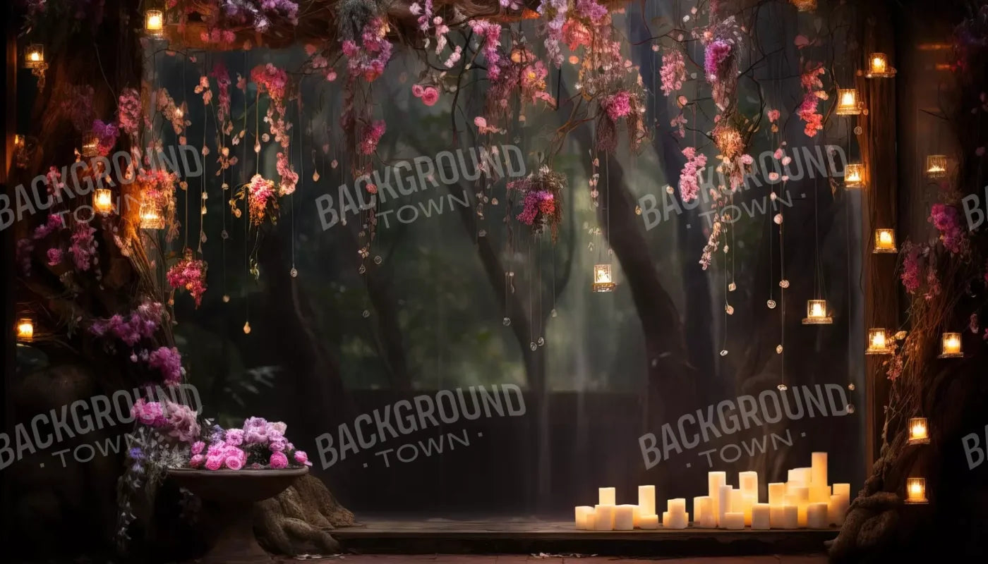 Enchanted Floral Forest 2 14X8 Ultracloth ( 168 X 96 Inch ) Backdrop