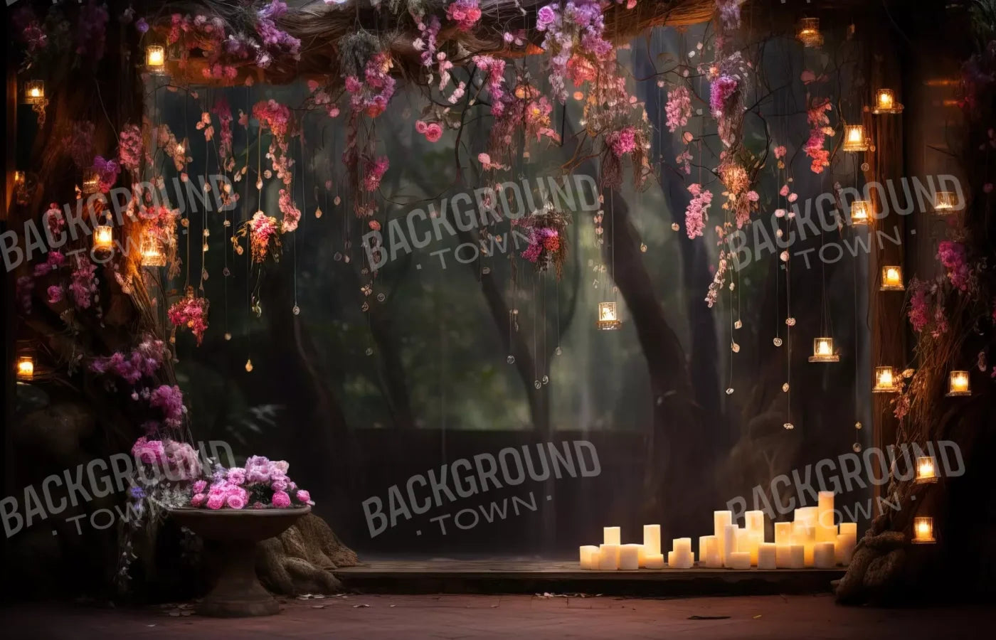 Enchanted Floral Forest 2 14X9 Ultracloth ( 168 X 108 Inch ) Backdrop
