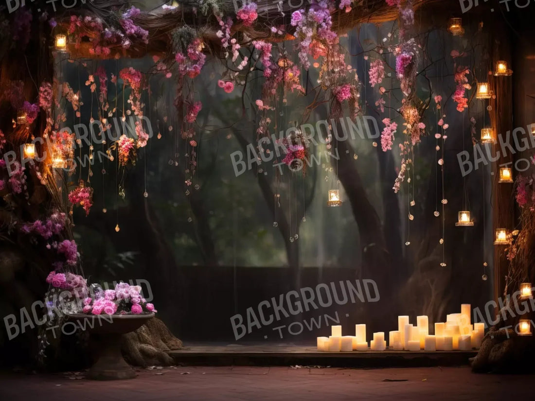 Enchanted Floral Forest 2 68X5 Fleece ( 80 X 60 Inch ) Backdrop