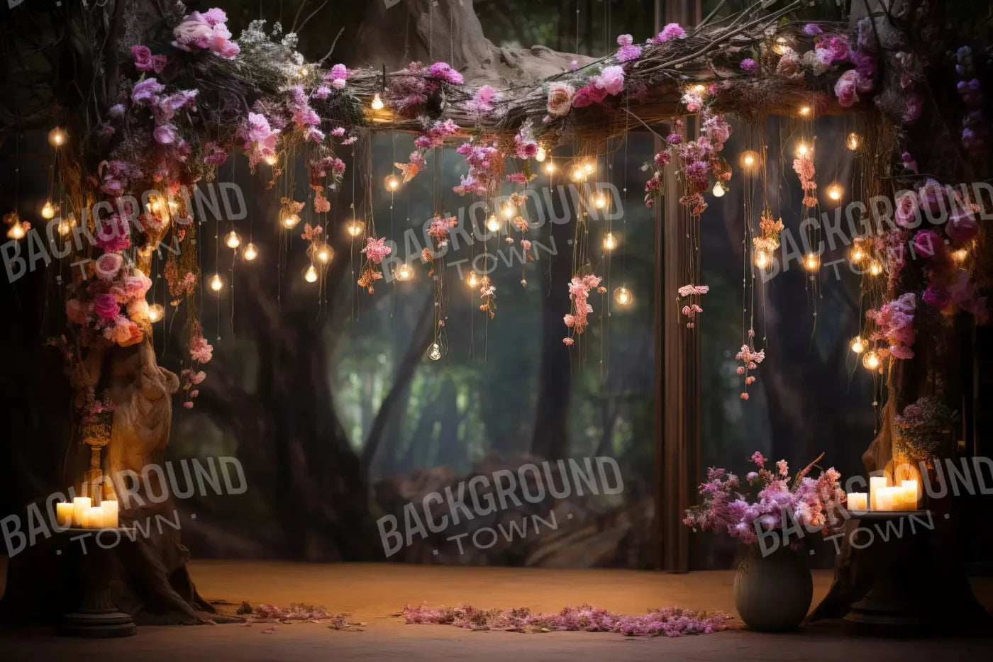 Enchanted Floral Forest 8X5 Ultracloth ( 96 X 60 Inch ) Backdrop