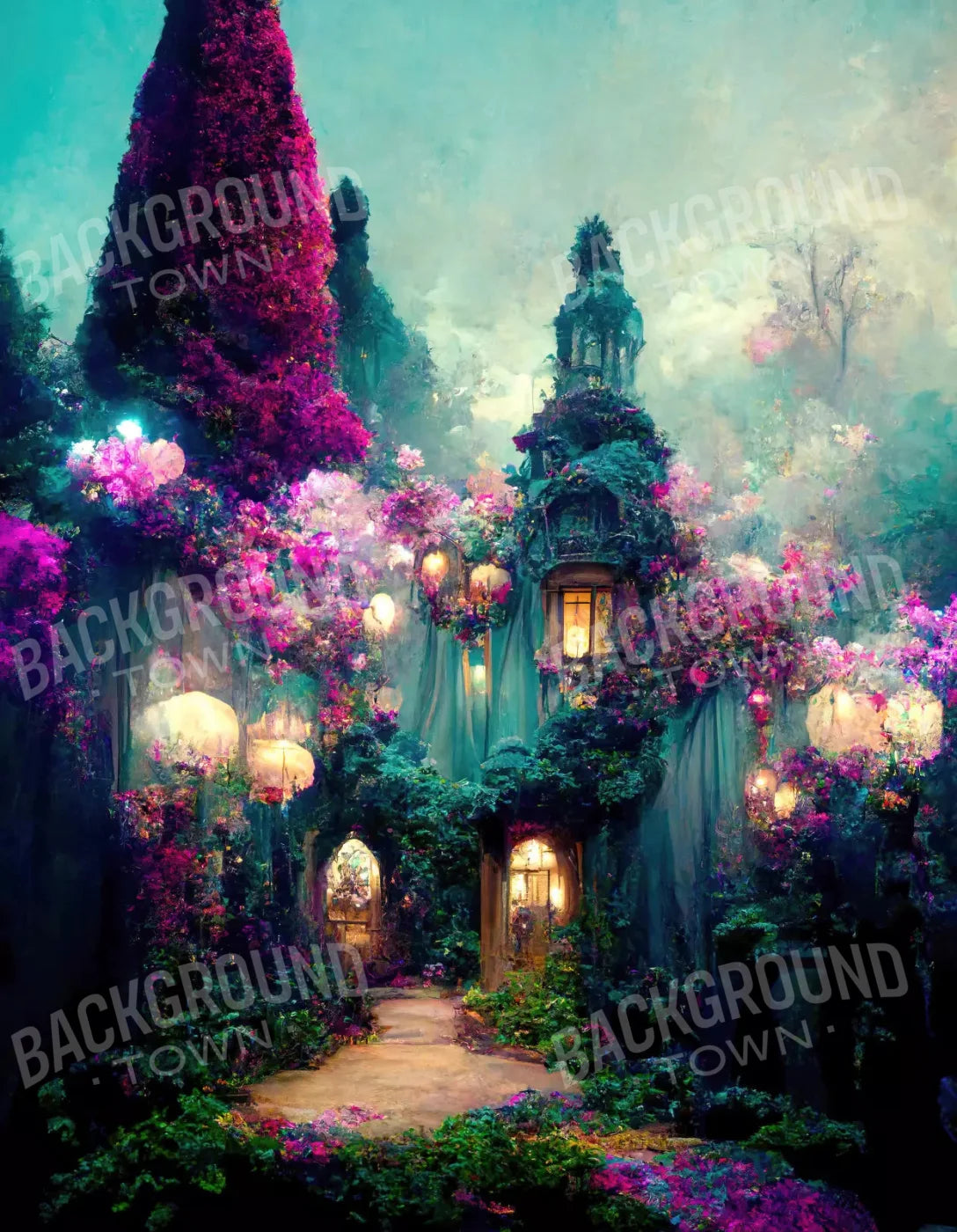 Enchanted Village I 6X8 Fleece ( 72 X 96 Inch ) Backdrop