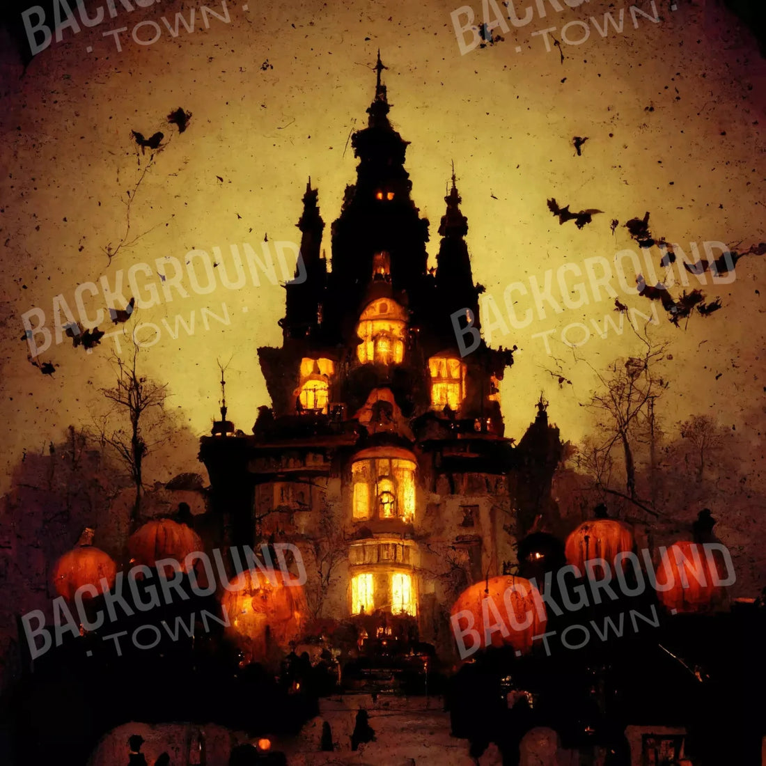Black and Orange Halloween  Backdrop for Photography