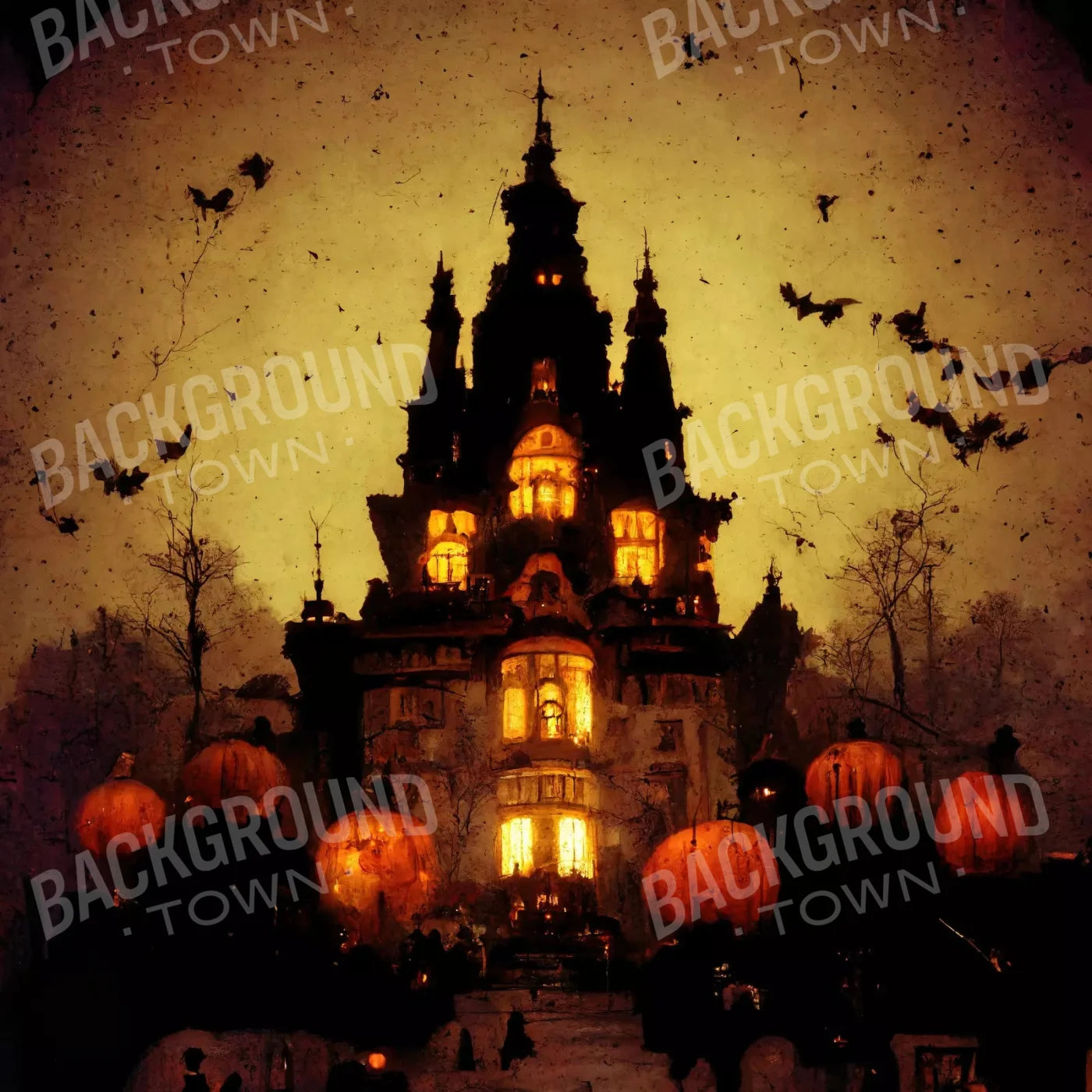 Black and Orange Halloween  Backdrop for Photography