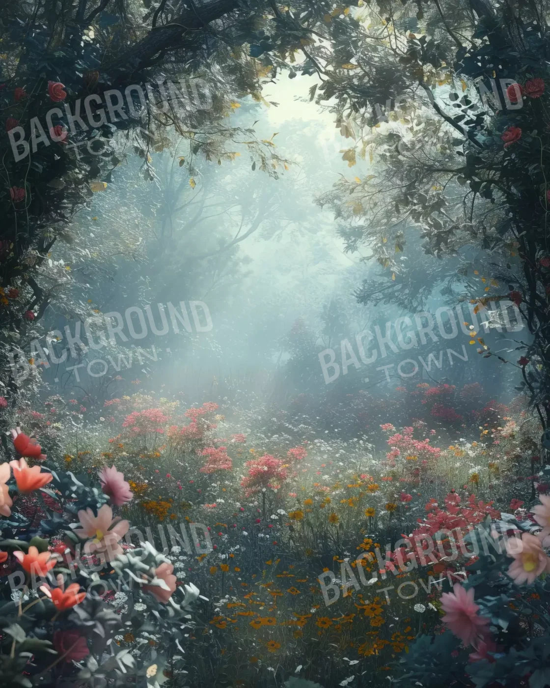 Ethereal Flowey Garden 8’X10’ Fleece (96 X 120 Inch) Backdrop