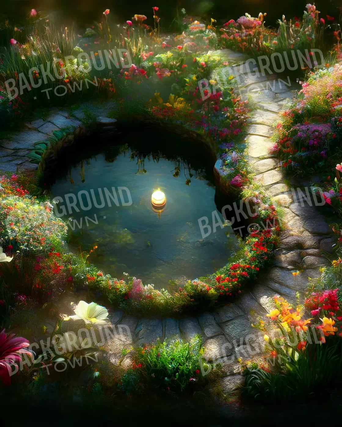 Green Fairy Garden RubberMat Floor Backdrop for Photography