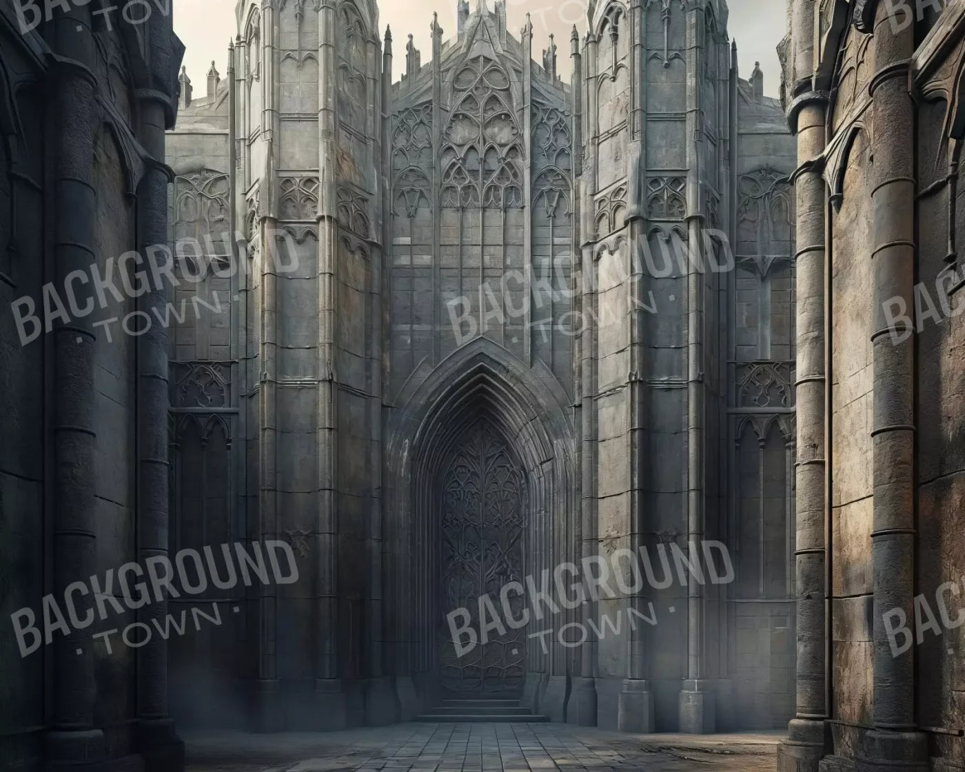 Fairytale Castle Courtyard 10’X8’ Fleece (120 X 96 Inch) Backdrop