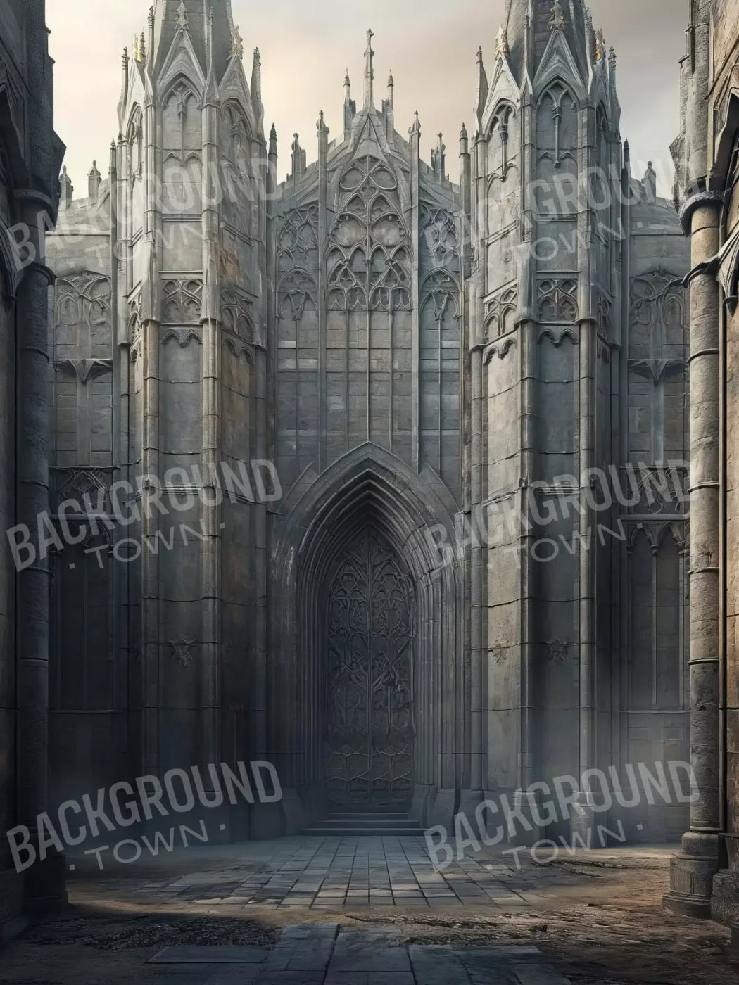 Fairytale Castle Courtyard 6’X8’ Fleece (72 X 96 Inch) Backdrop