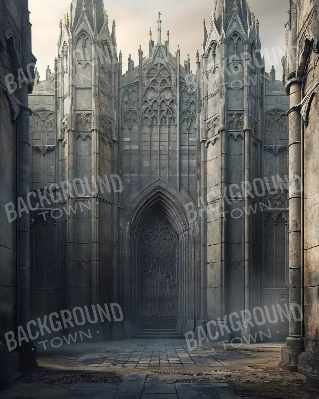 Fairytale Castle Courtyard 8’X10’ Fleece (96 X 120 Inch) Backdrop