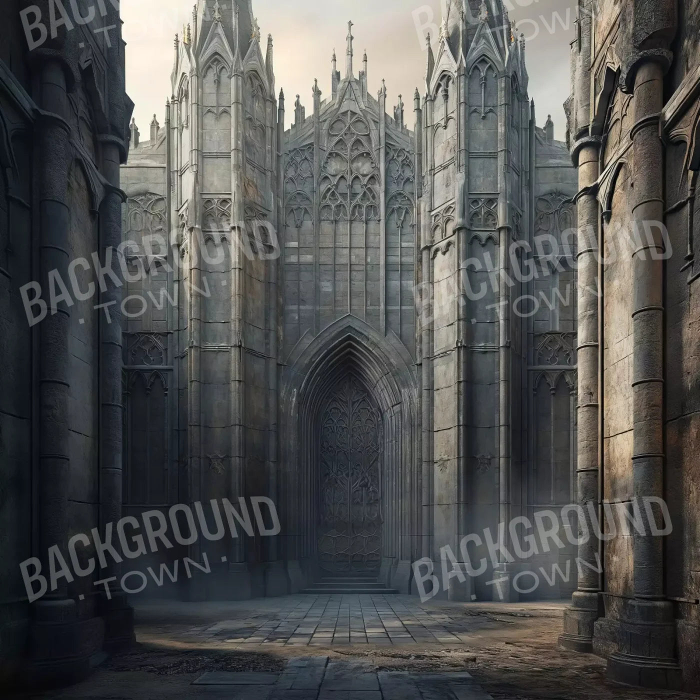 Fairytale Castle Courtyard 8’X8’ Fleece (96 X Inch) Backdrop