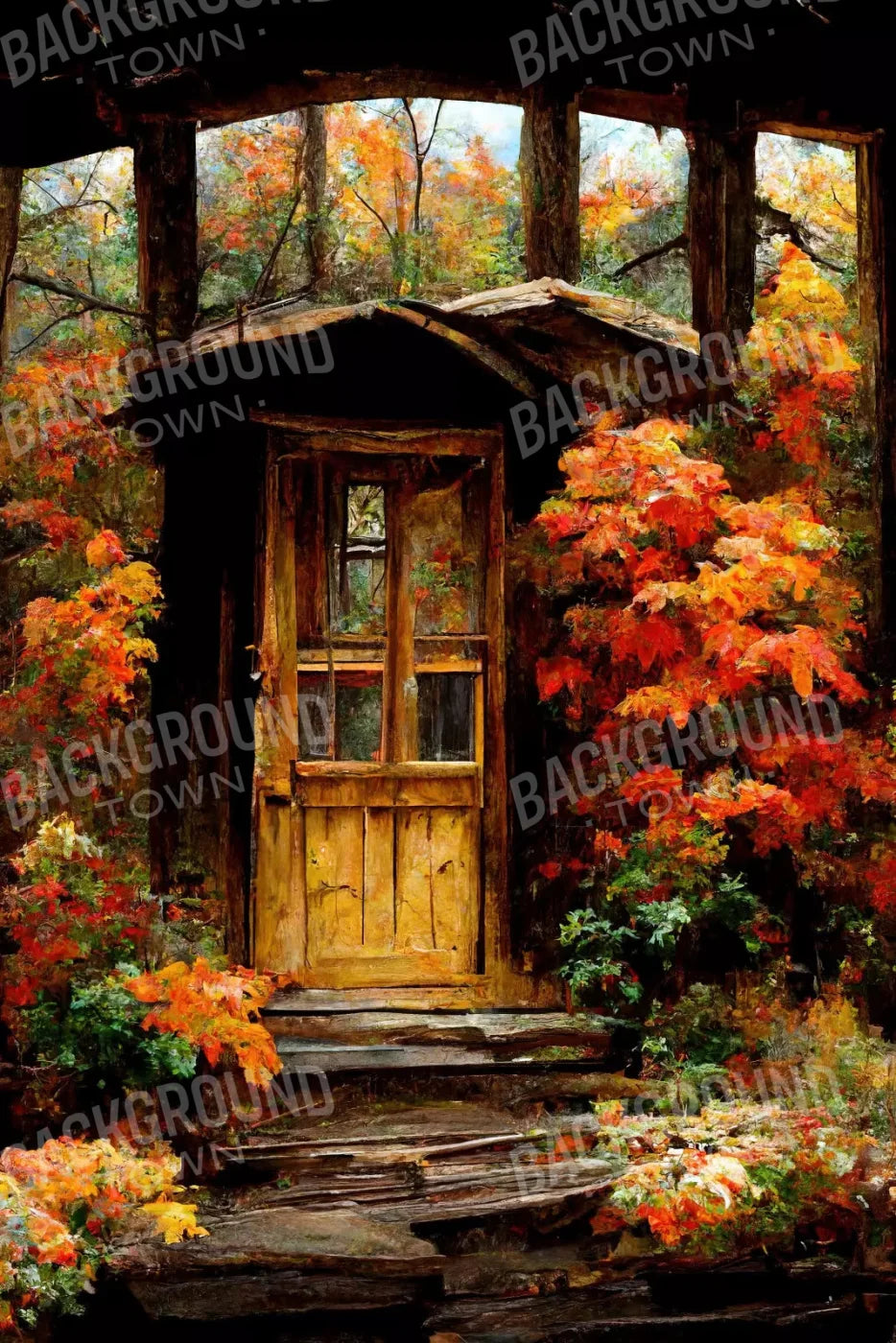 Fall Cabin 5X8 Ultracloth ( 60 X 96 Inch ) Backdrop