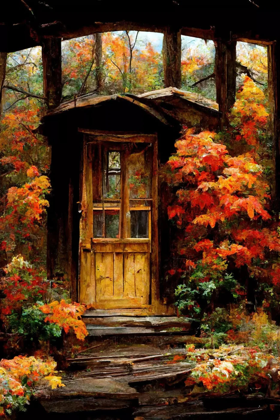 Fall Cabin Backdrop