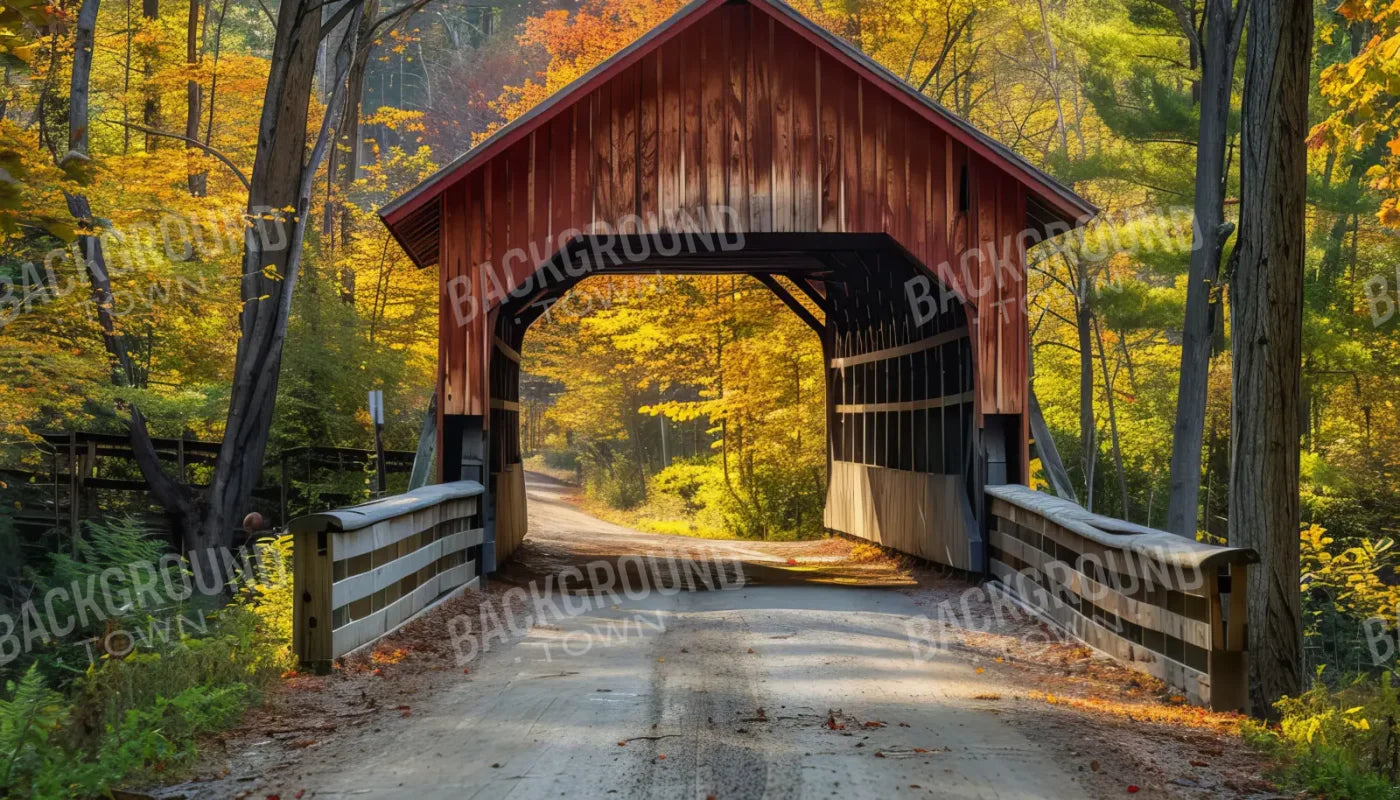 Fall Covered Bridge 14’x8’ UltraCloth (168 x 96 inch) Backdrop