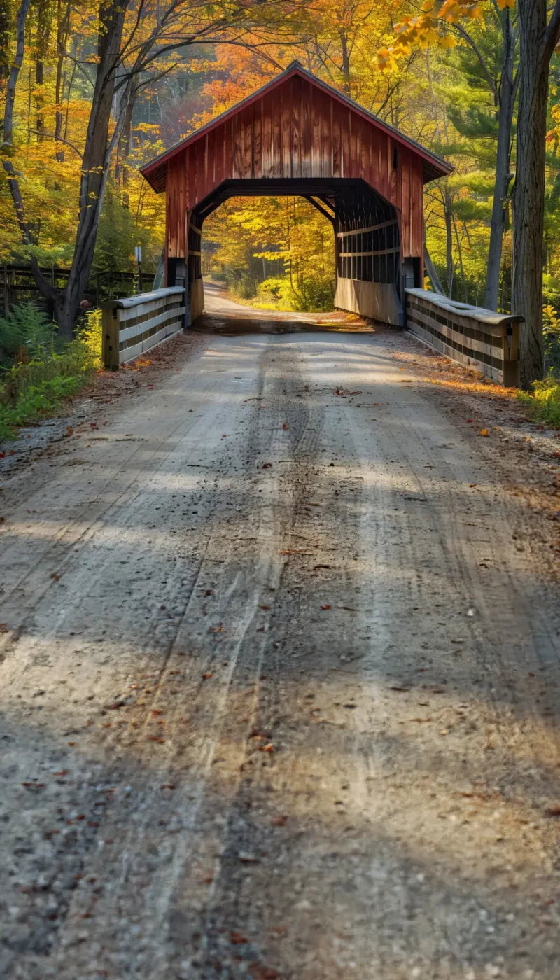 Fall Covered Bridge Sweep 8’x14’ UltraCloth for Westcott X Drop Pro (96 x 168 inch) Backdrop