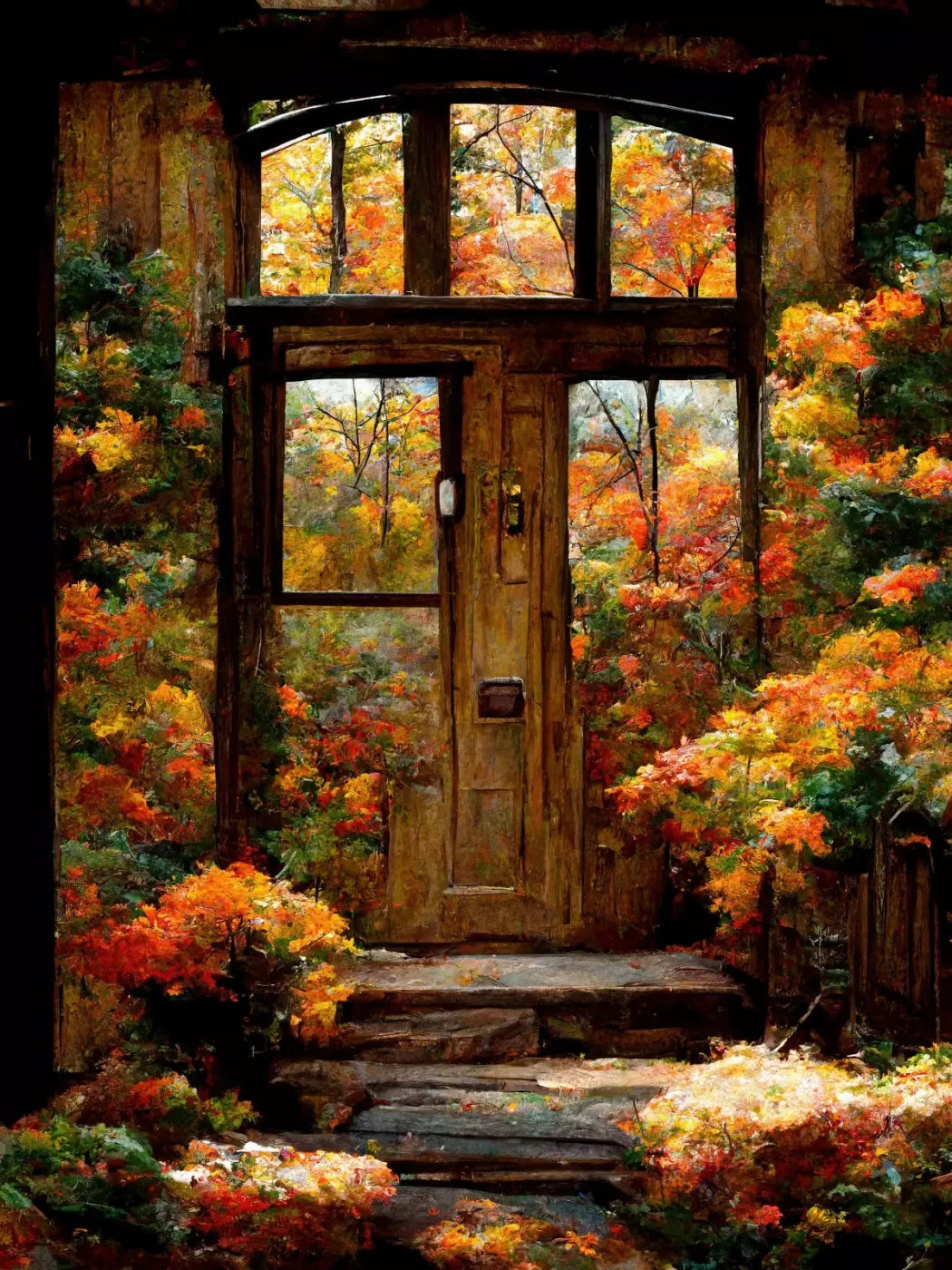 Fall Entrance 5’X6’8 Fleece (60 X 80 Inch) Backdrop