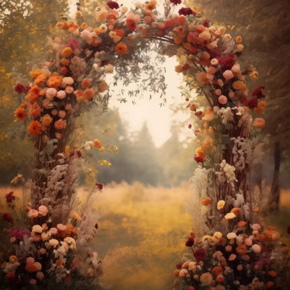 Fall Floral Arch Outdoors In Field 10’X10’ Ultracloth (120 X Inch) Backdrop