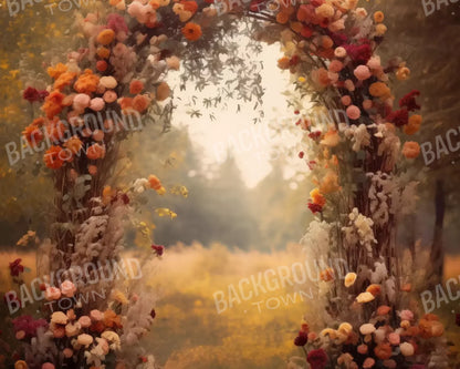 Fall Floral Arch Outdoors In Field 10’X8’ Fleece (120 X 96 Inch) Backdrop