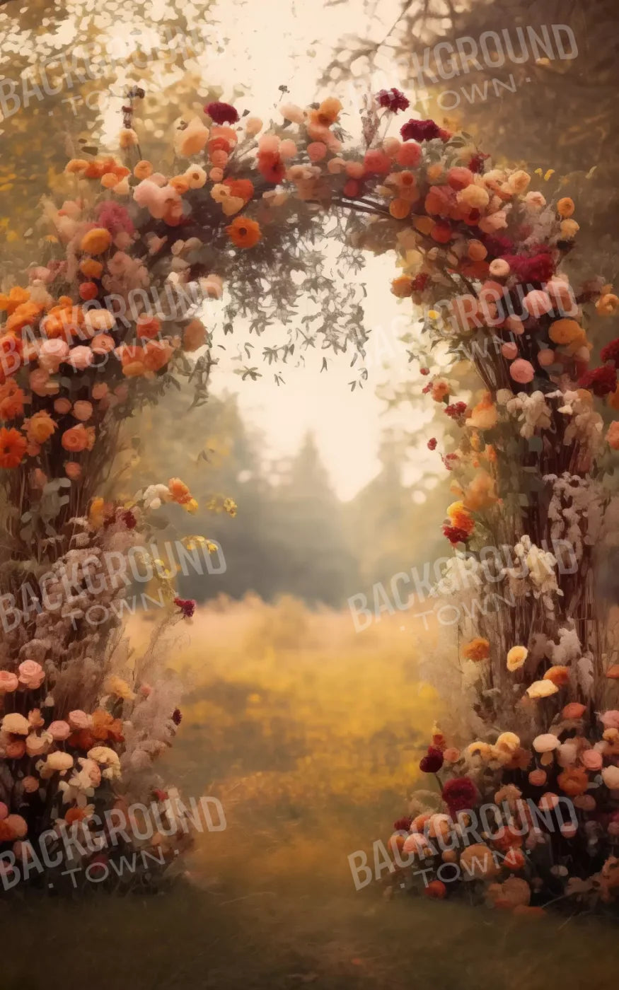 Fall Floral Arch Outdoors In Field 5’X8’ Ultracloth (60 X 96 Inch) Backdrop
