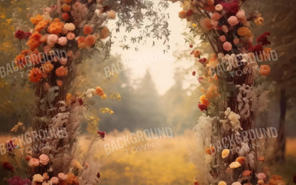 Fall Floral Arch Outdoors In Field 8’X5’ Ultracloth (96 X 60 Inch) Backdrop