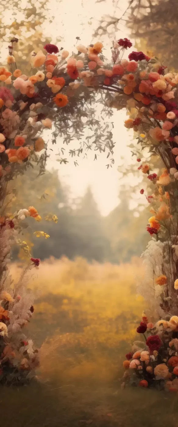 Fall Floral Arch Outdoors In Field Backdrop