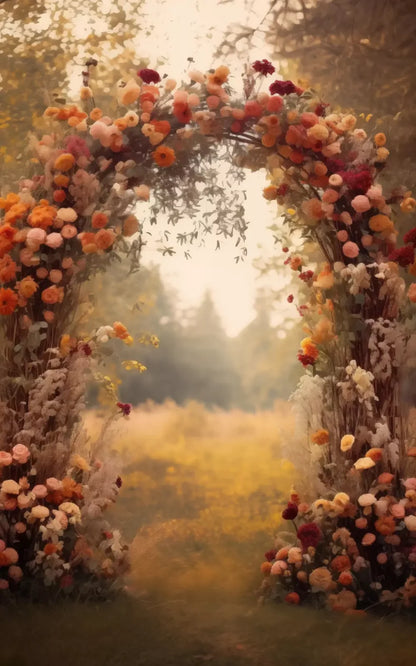Fall Floral Arch Outdoors In Field Backdrop