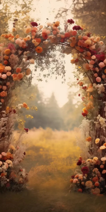 Fall Floral Arch Outdoors In Field Backdrop