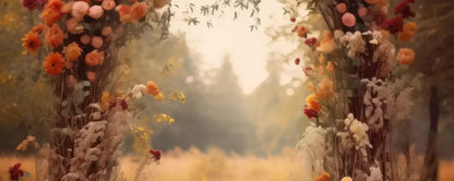 Fall Floral Arch Outdoors In Field Backdrop