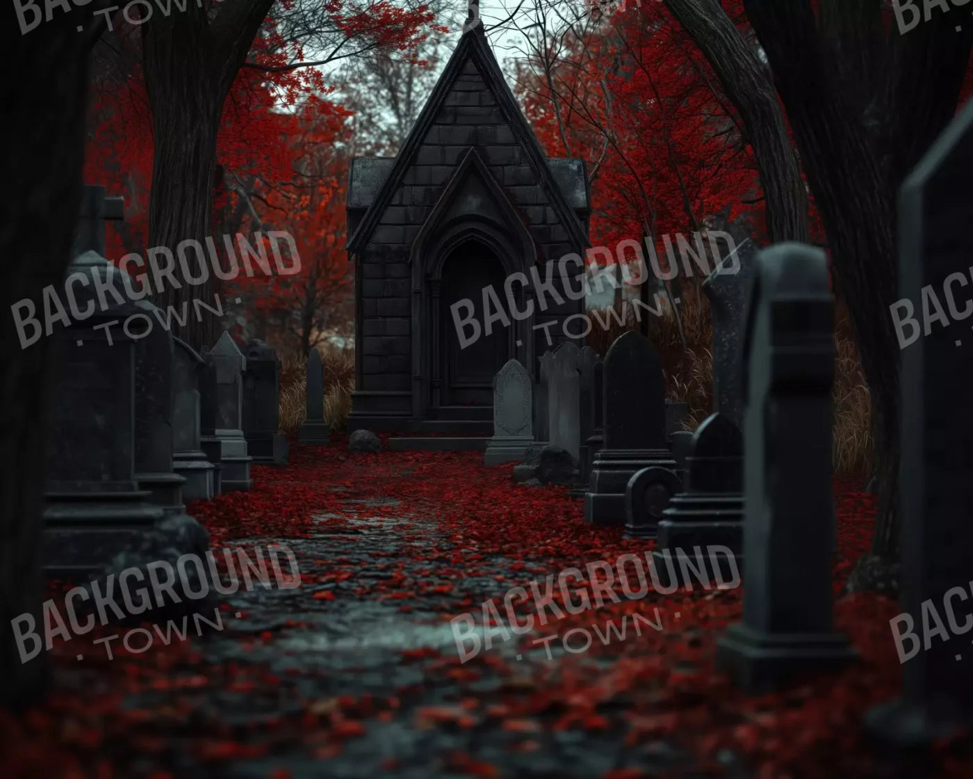 Fall Mausoleum 10’X8’ Fleece (120 X 96 Inch) Backdrop
