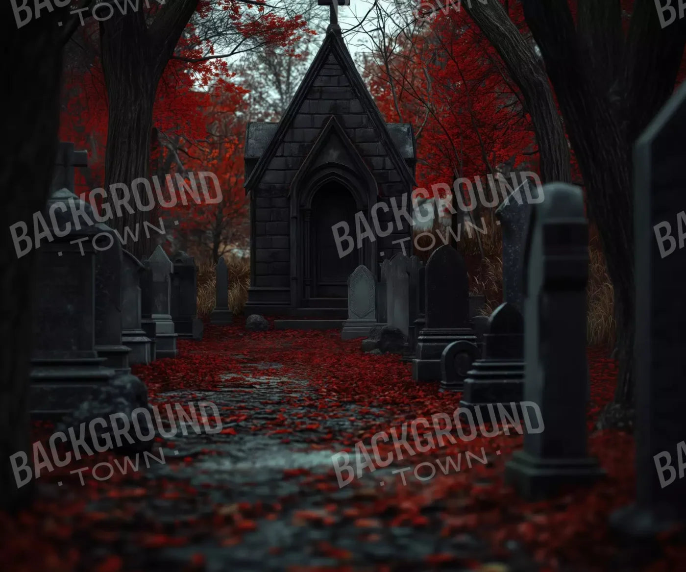 Fall Mausoleum 5’X4’2 Fleece (60 X 50 Inch) Backdrop