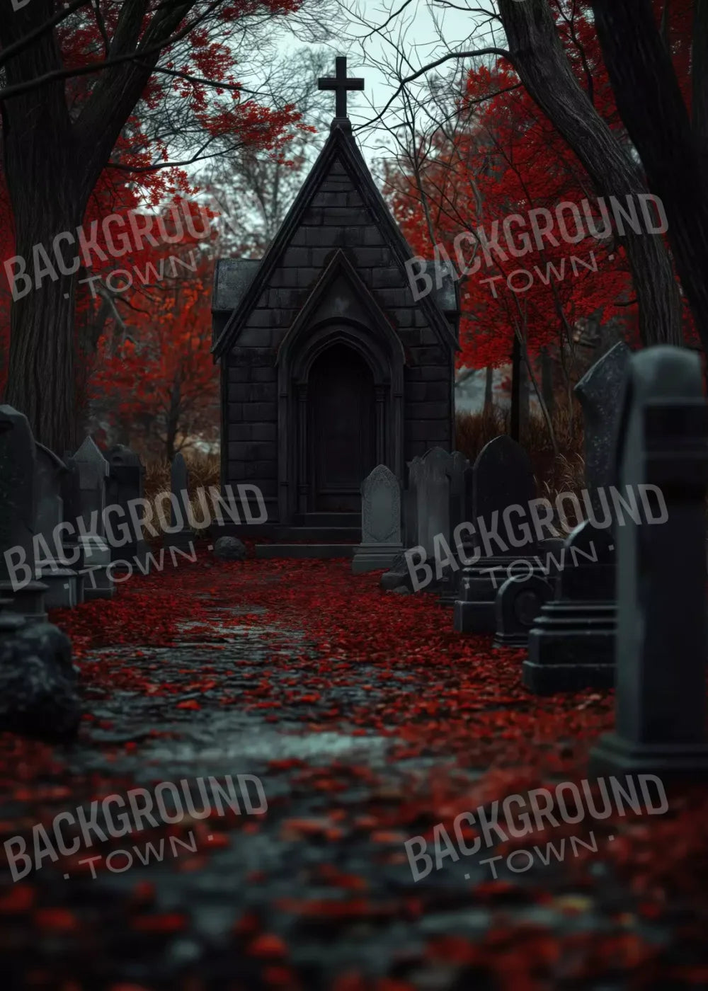 Fall Mausoleum 5’X7’ Ultracloth (60 X 84 Inch) Backdrop