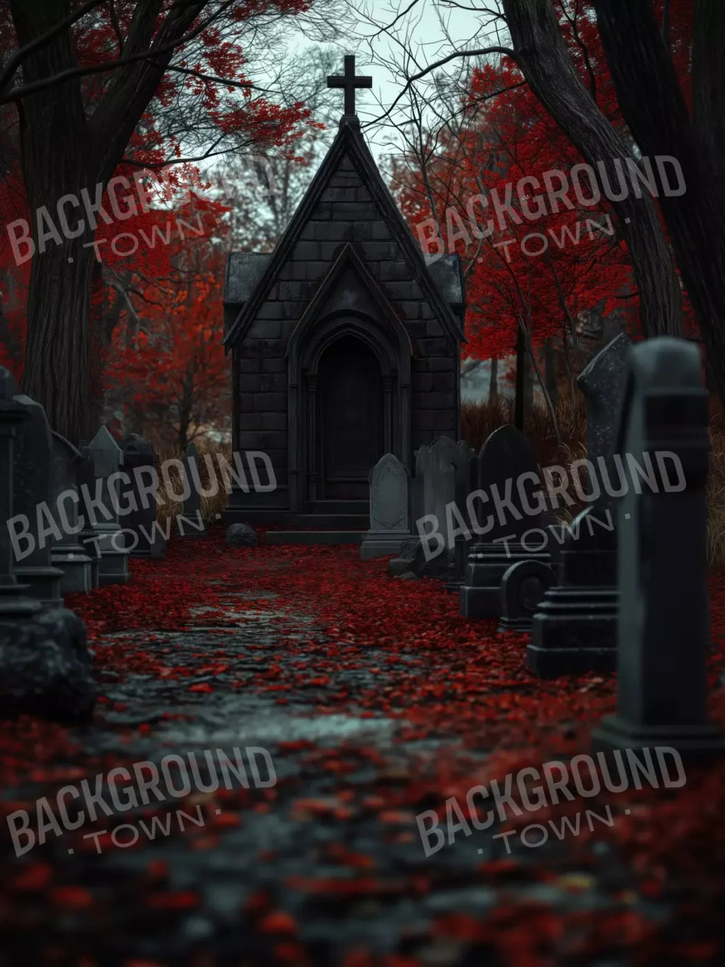 Fall Mausoleum 6’X8’ Fleece (72 X 96 Inch) Backdrop
