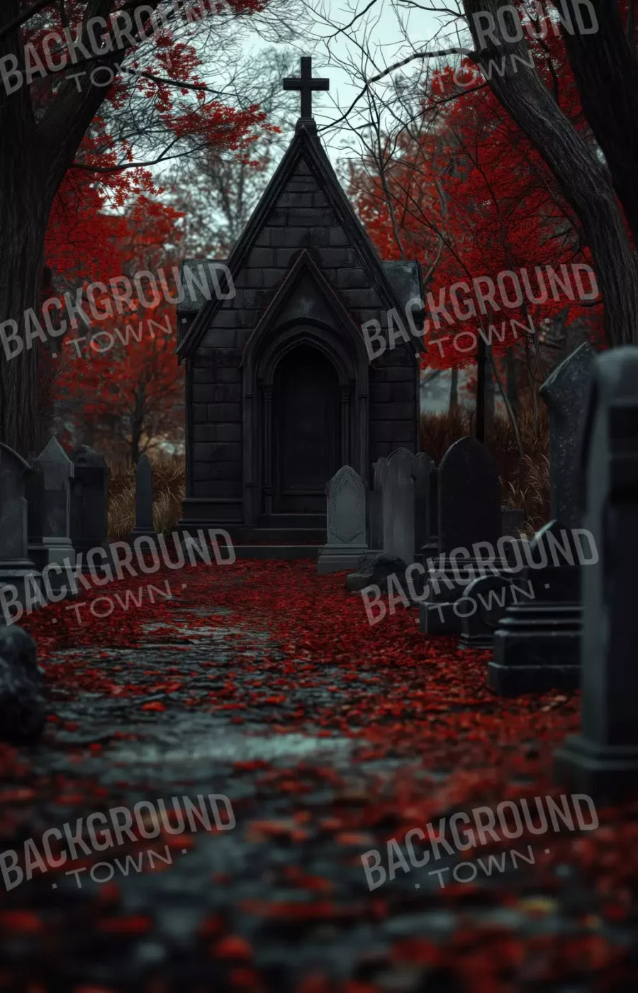 Fall Mausoleum 9’X14’ Ultracloth (108 X 168 Inch) Backdrop