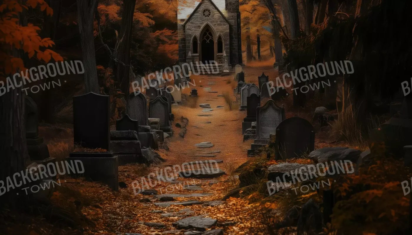 Fall Walk Throught The Cemetary 14’X8’ Ultracloth (168 X 96 Inch) Backdrop