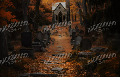 Fall Walk Throught The Cemetary 14’X9’ Ultracloth (168 X 108 Inch) Backdrop