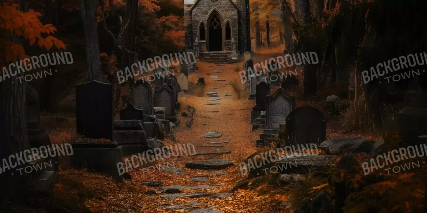 Fall Walk Throught The Cemetary 16’X8’ Ultracloth (192 X 96 Inch) Backdrop