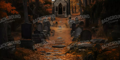 Fall Walk Throught The Cemetary 16’X8’ Ultracloth (192 X 96 Inch) Backdrop