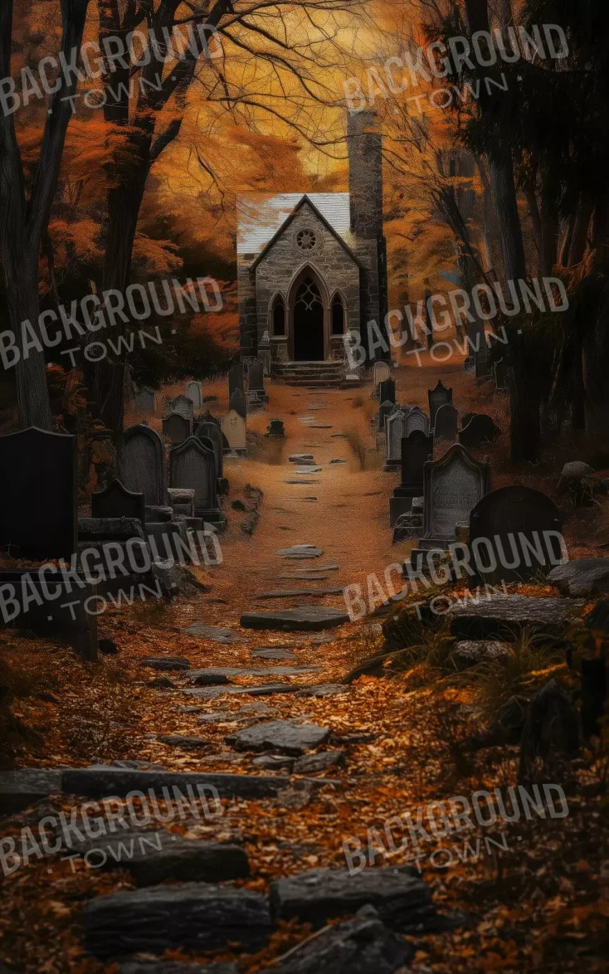Fall Walk Throught The Cemetary 5’X8’ Ultracloth (60 X 96 Inch) Backdrop
